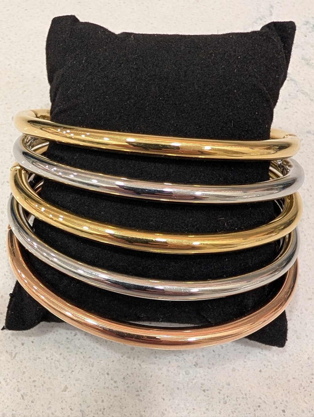 Milor Stainless Steel Tri-Tone Bangle Bracelet Set Of 5